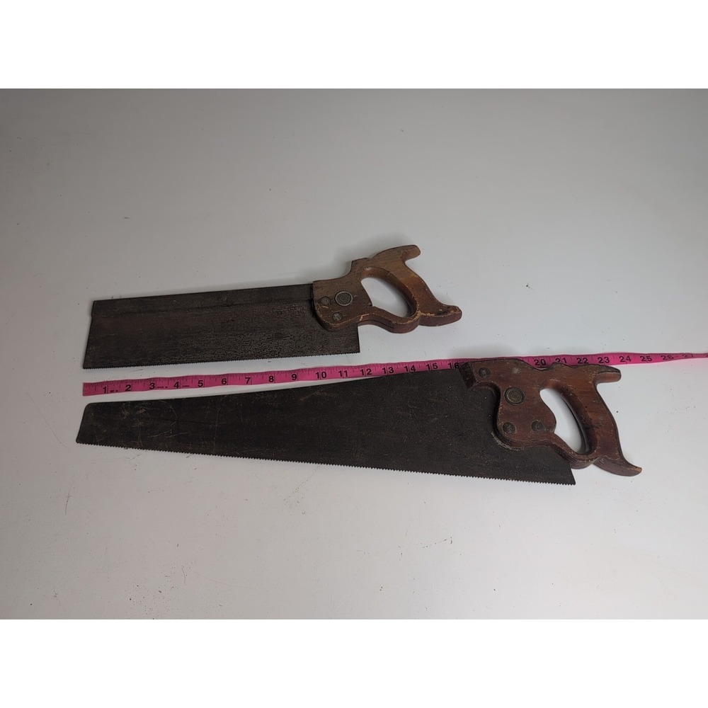 Lot Of 2 H. Disston & Sons Skew Back Handsaws 17" And 23"